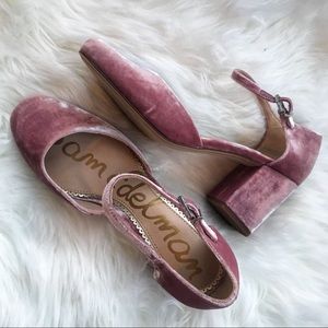 Sam Edelman New Pink Velvet Pumps Block Ankle 7.5